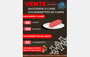 VENTE : SAUCISSON À CUIRE ET GOUJONNETTES DE CARPE