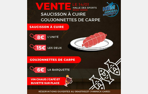 VENTE : SAUCISSON À CUIRE ET GOUJONNETTES DE CARPE