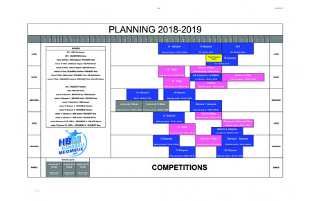 Planning d'entrainements 2018-2019