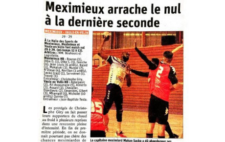 [Presse] Meximieux arrache le nul à la dernière seconde