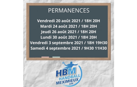 Permanences Licences HBM 2021-2022