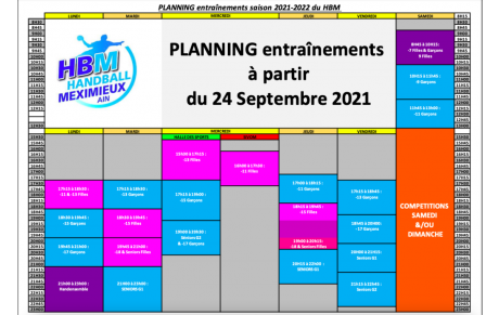 IMPORTANT : NOUVEAU PLANNING HBM