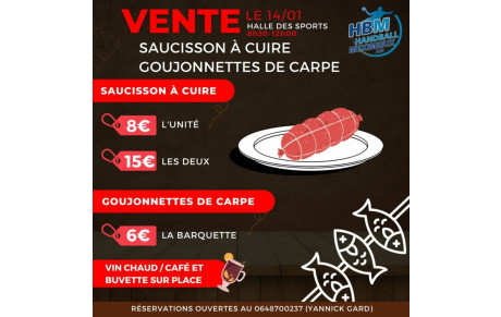 VENTE : SAUCISSON À CUIRE ET GOUJONNETTES DE CARPE